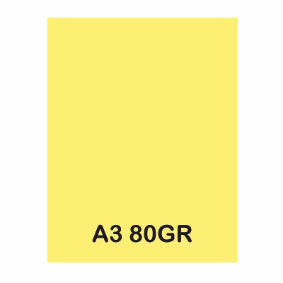 paquete 250h papel a3 80gr amarillo limo