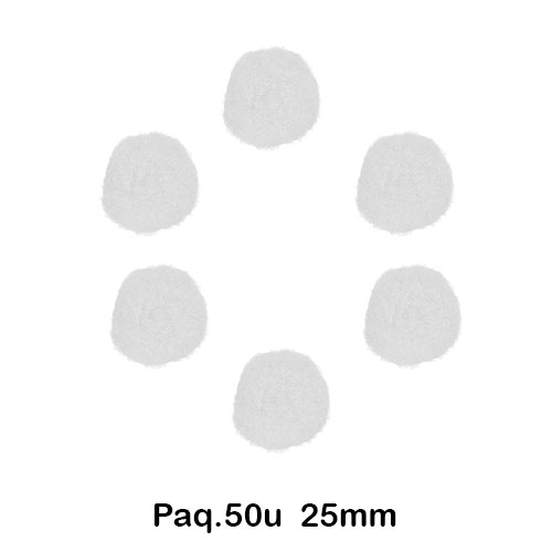 paquete 50 pompones 25mm blanco
