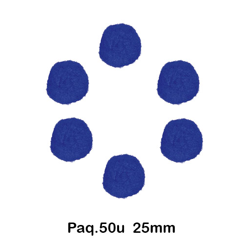 paquete 50 pompones 25mm azul