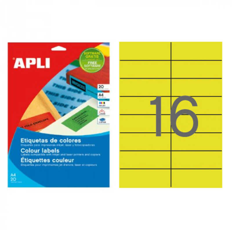 pack 20h. etiquetas ad. amarillo 105x37