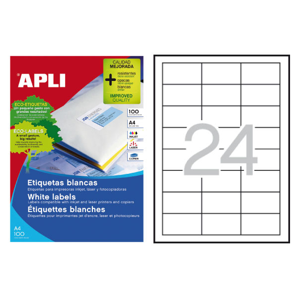 caja 100h. etiquetas apli 64.6x33.8mm