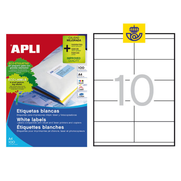 caja 100h. etiquetas apli 105x57mm