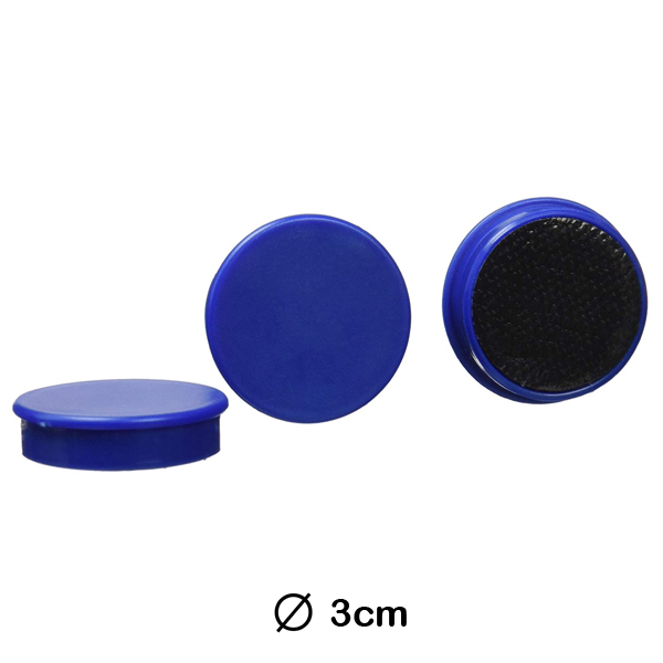 blister 3 imanes 30mm. color azul