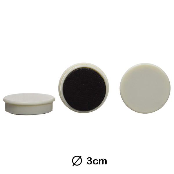 blister 3 imanes 30mm color blanco