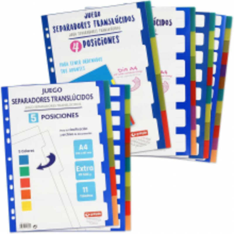 juego 10 separadores a4 plastico 500mic