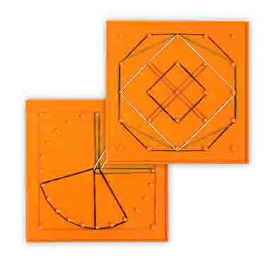 set 6 geoplanos 15cm. plastico 6 colores