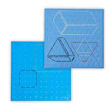 set 6 geoplanos 23cm. plastico 6 colores