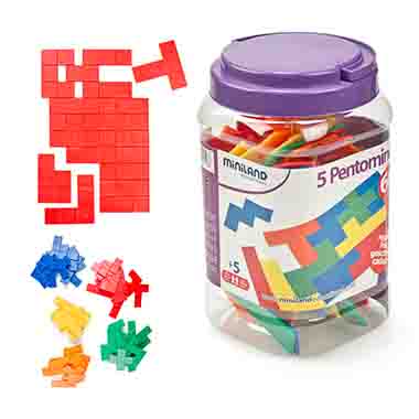 bote set pentominos plastico 60 piezas