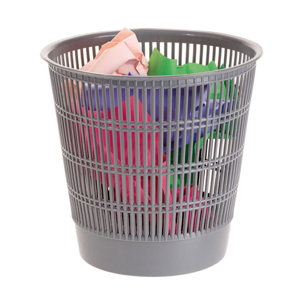 papelera rejilla apilable gris 13l