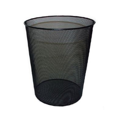 papelera metalica rejilla negra 12l