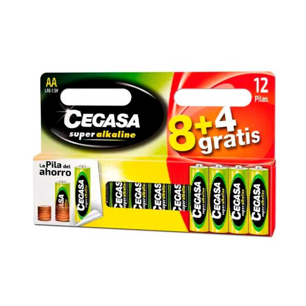 pila 1.5v aa cegasa superalkaline 8+4