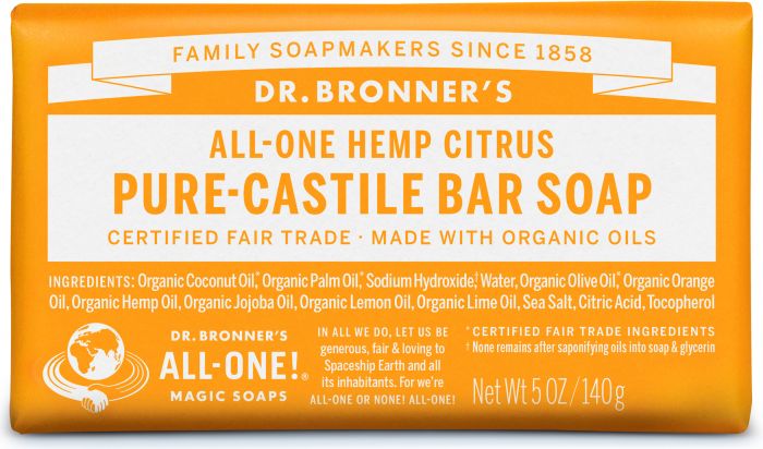 Jabón en pastilla aroma cítrico y naranja Dr Bronner's