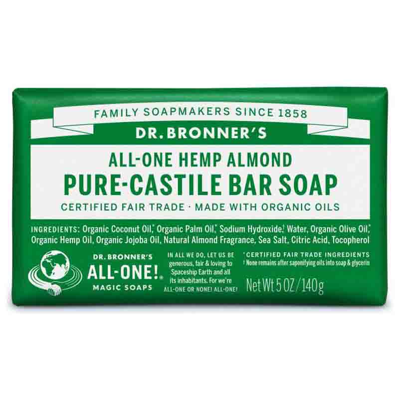 Jabón en pastilla aroma almendra 140g Dr Bronner's