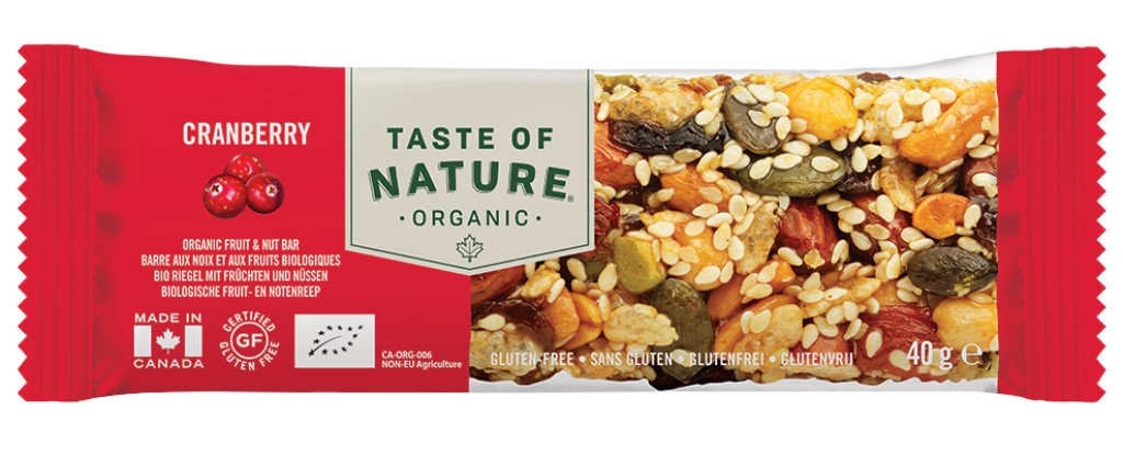 Barrita ecológica Frutos Secos y Arándanos Rojos Taste of Nature 40g