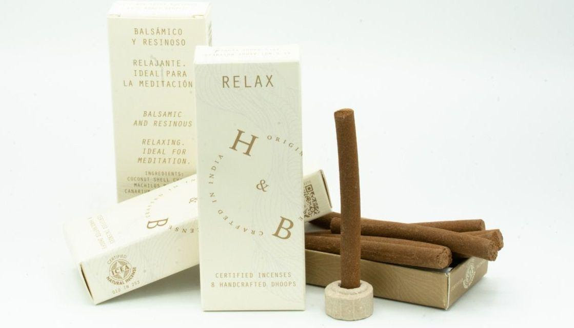 Incienso Dhoop Relax + portaincienso (8 unidades) HB