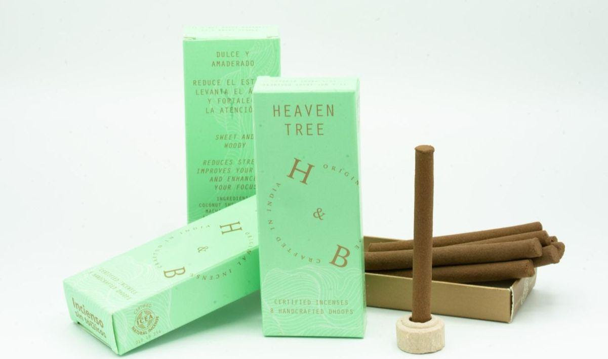 Incienso Dhoop Heaven Tree + portaincienso (8 unidades) HB