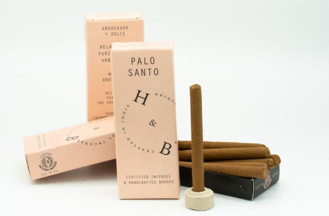 Incienso Dhoop Palo Santo + portaincienso (8 unidades) HB