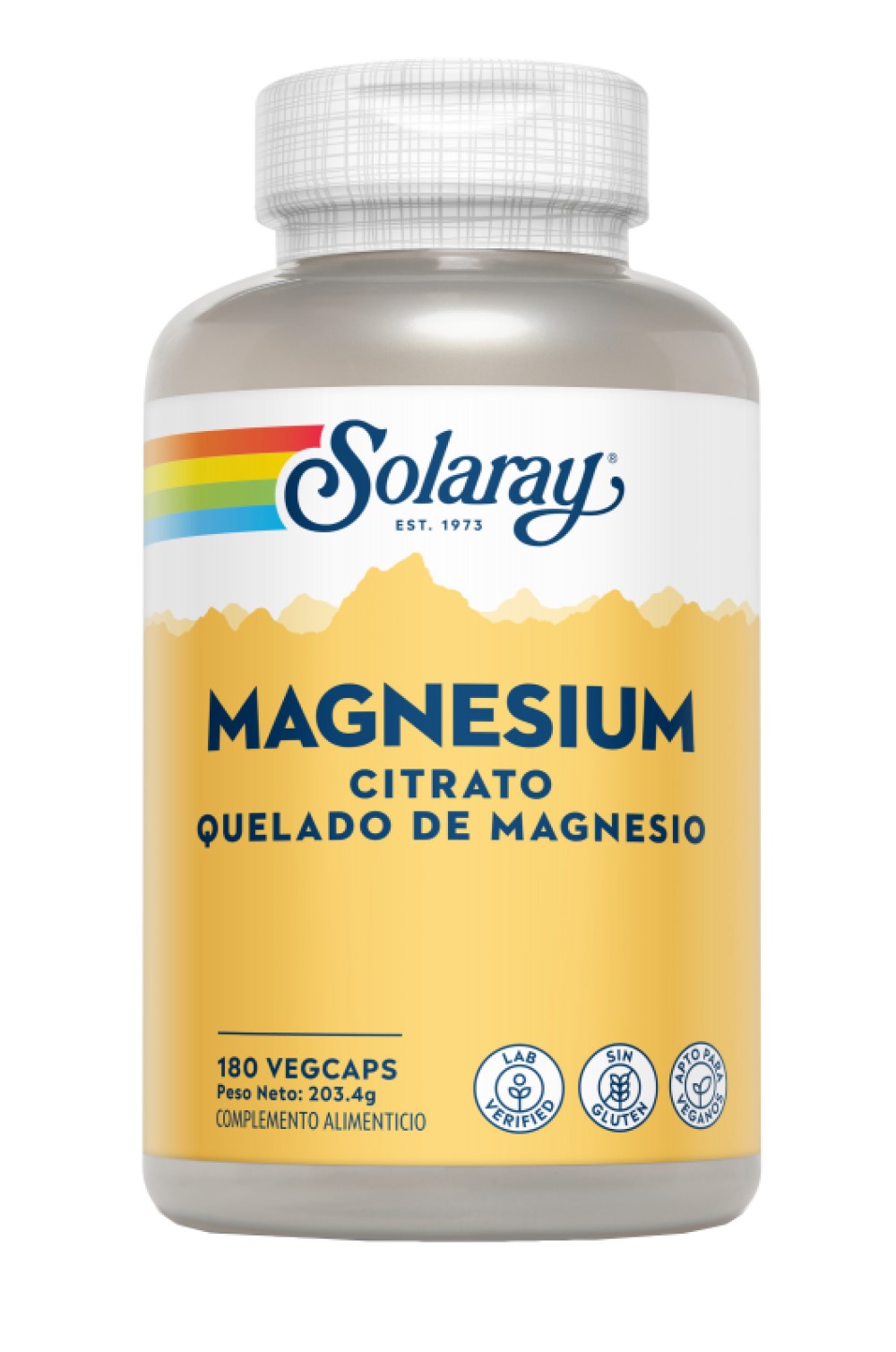Magnesio Citrato Quelado   Solaray | Alta Biodisponibilidad   180 Cápsulas Vegetales