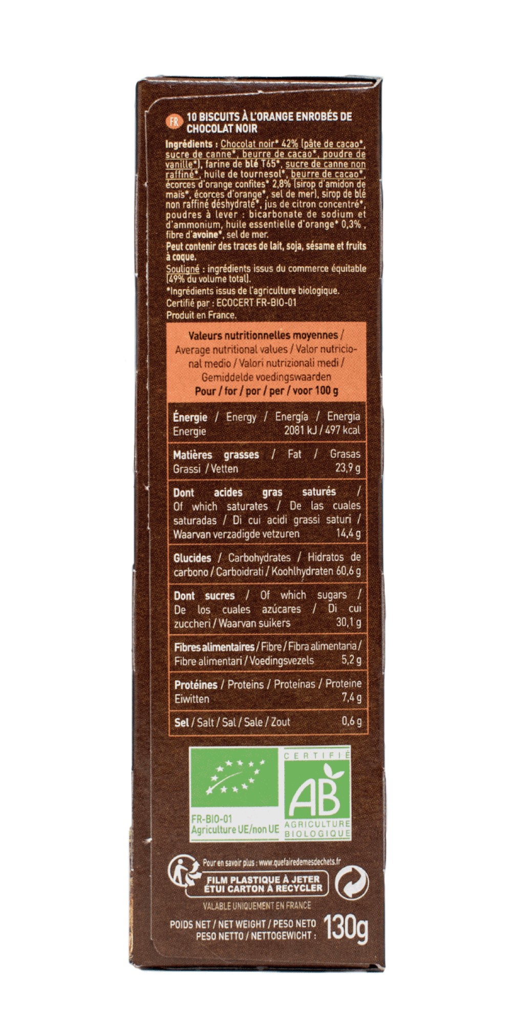 Galletas tentación naranja 130g BIO Pivert 4