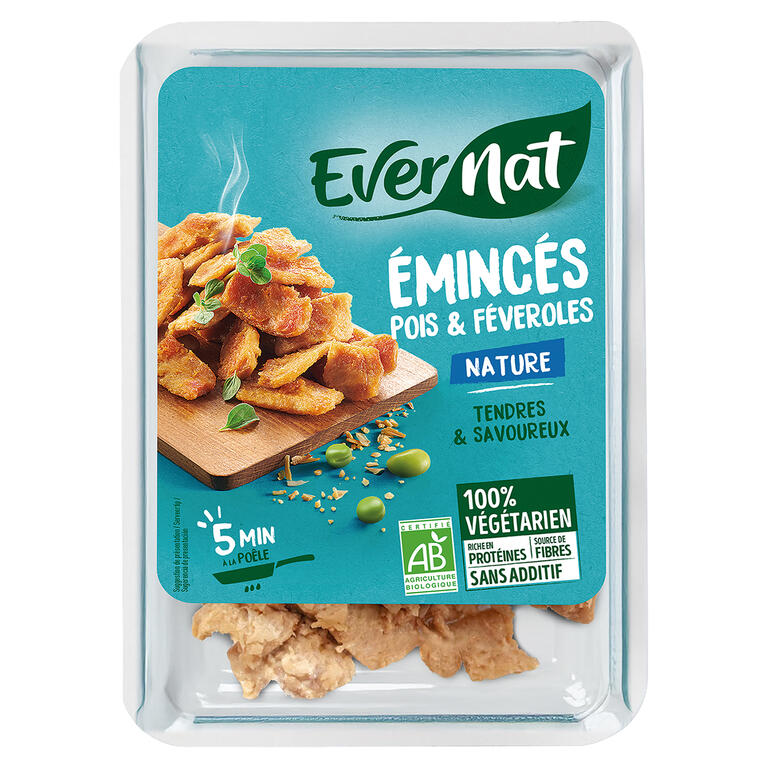 Proteína vegetal en tiras (guisantes y habas) sabor natural Evernat 200 g 