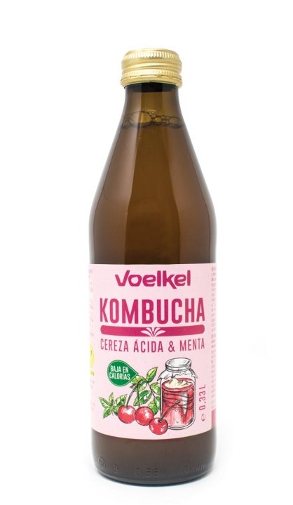 Kombucha cereza y menta Voelkel 330ml | ecológico