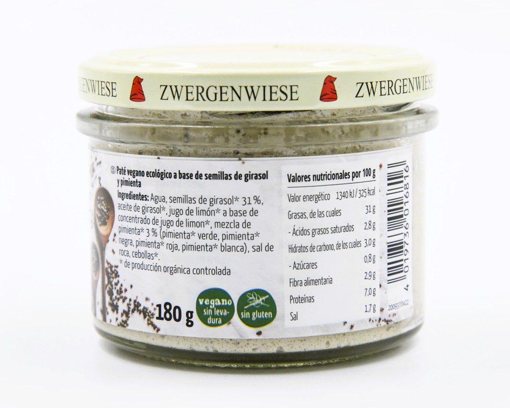 Paté vegano a las 4 pimientas Zwergenwiese 180g | Ecológico 2