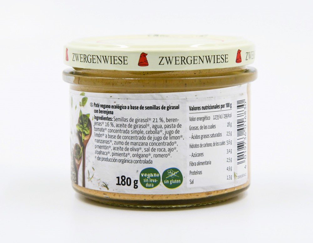 Paté Vegano con Berenjena Zwergenwiese 180g | ecológico | sin gluten 2