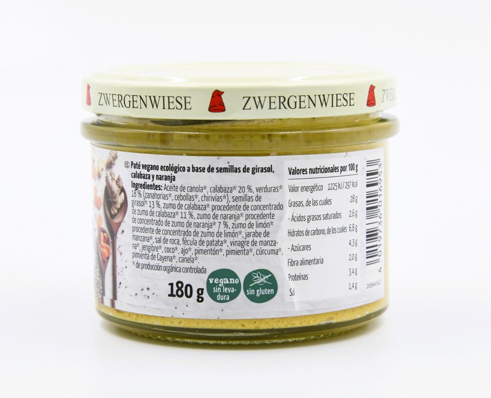 Paté vegano con calabaza y naranja Zwergenwiese 180g | ecológico 2