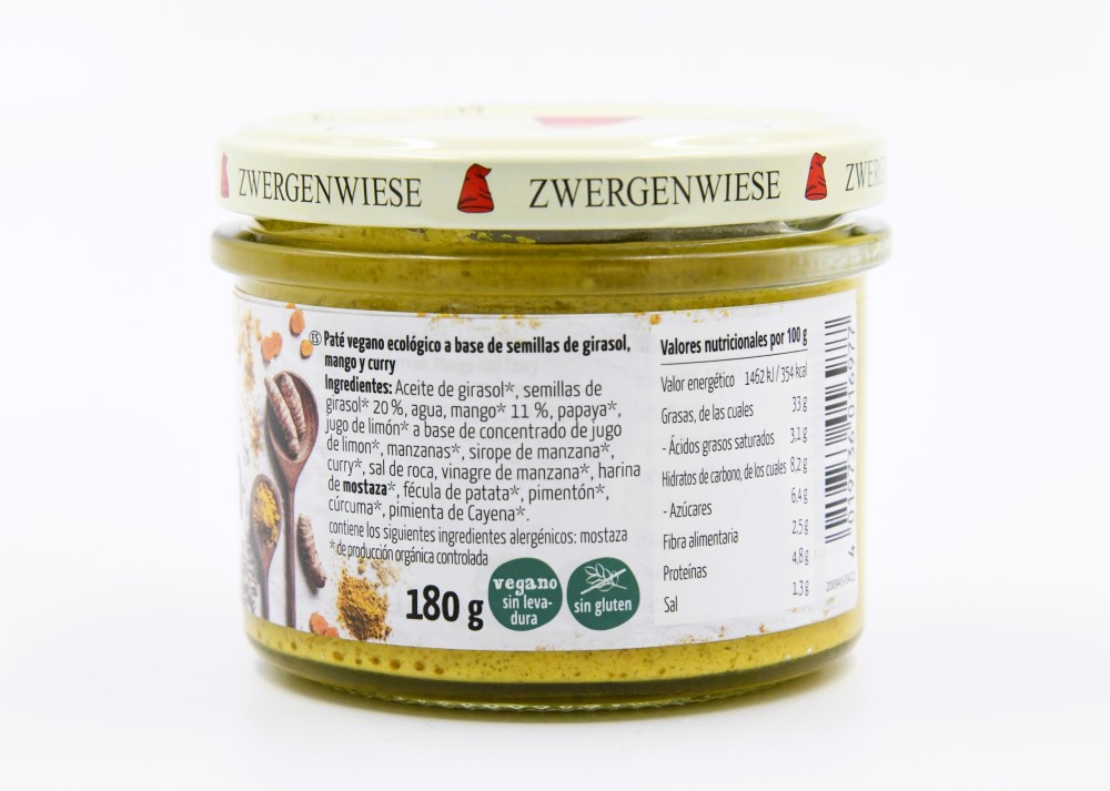 Paté vegano con Mango y Curry Zwergenwiese 180g | Ecológico 2