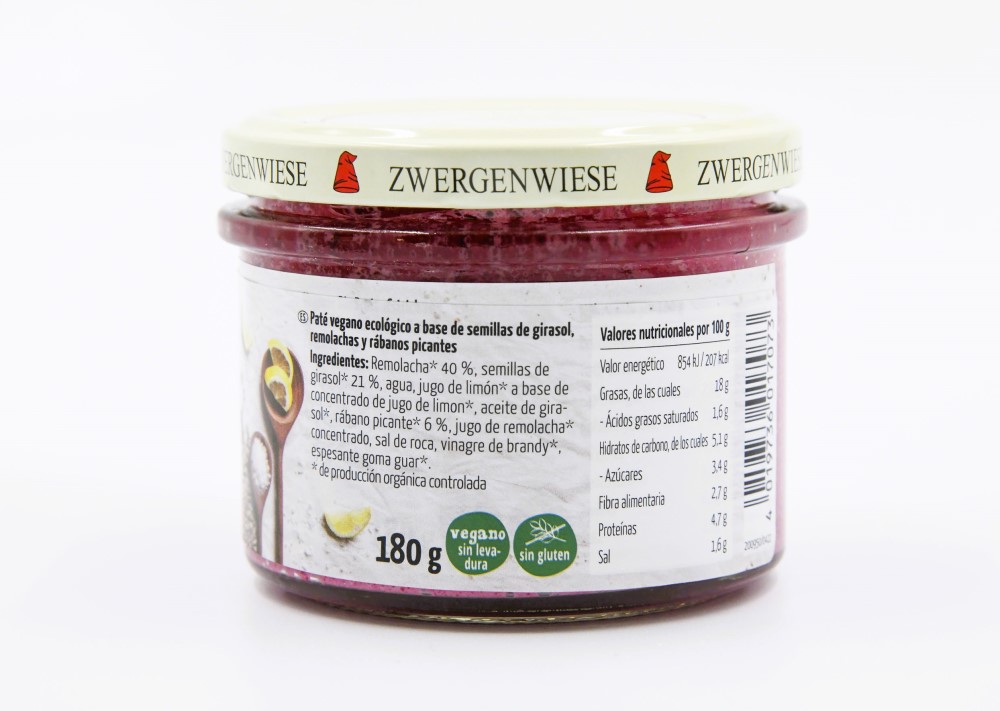 Paté vegano con Remolacha y Rábano Picante Zwergenwiese 180g | Ecológico 2