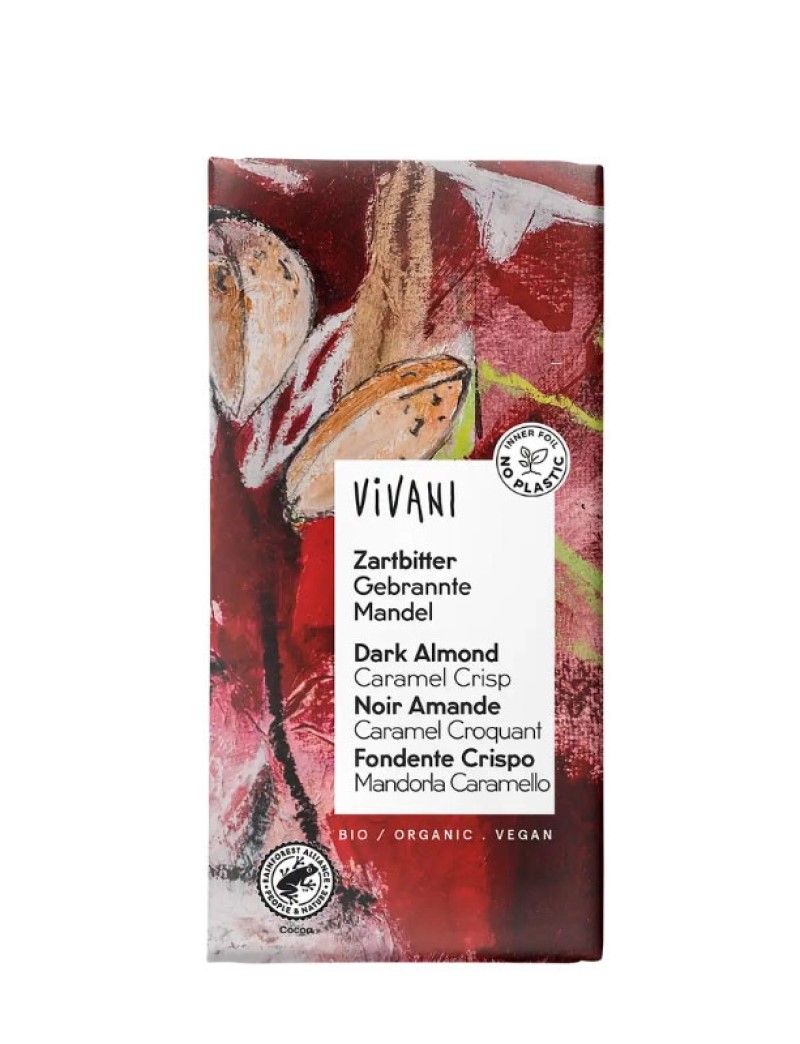 Chocolate Negro Ecológico con Almendra Garrapiñada Vivani 80g 