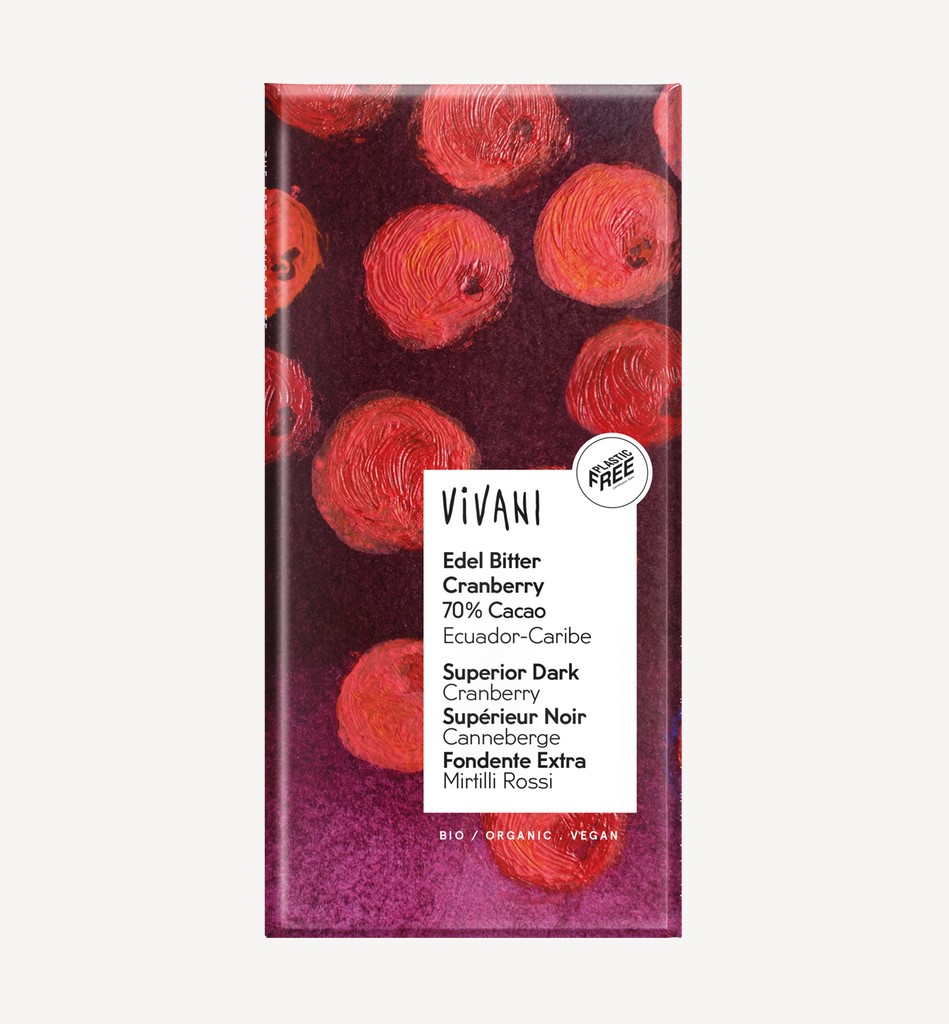 Chocolate Negro 70% con Arándanos BIO   Vivani | Gourmet, Ecológico y Antioxidante
