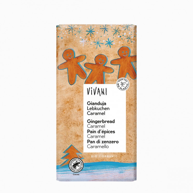 Chocolate a base de Gianduja con trocitos de galleta de jengibre y caramelo 100g | ecológico 