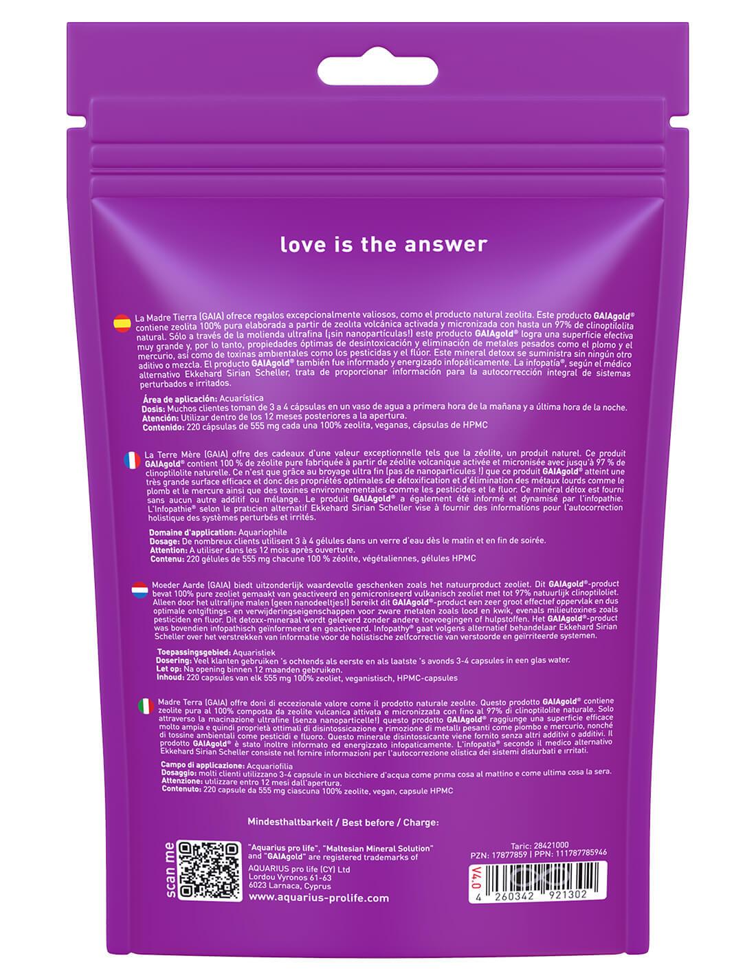 Zeolita Detox 100% pura Gaia Gold 200 cápsulas 2