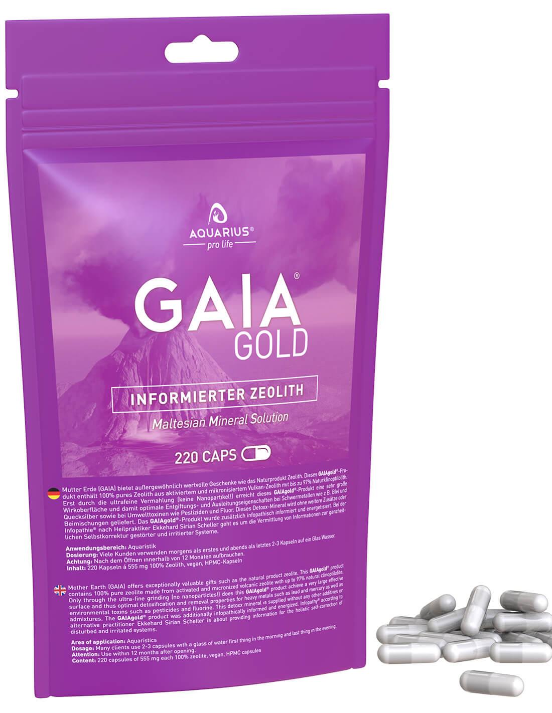 Zeolita Detox 100% pura Gaia Gold 200 cápsulas