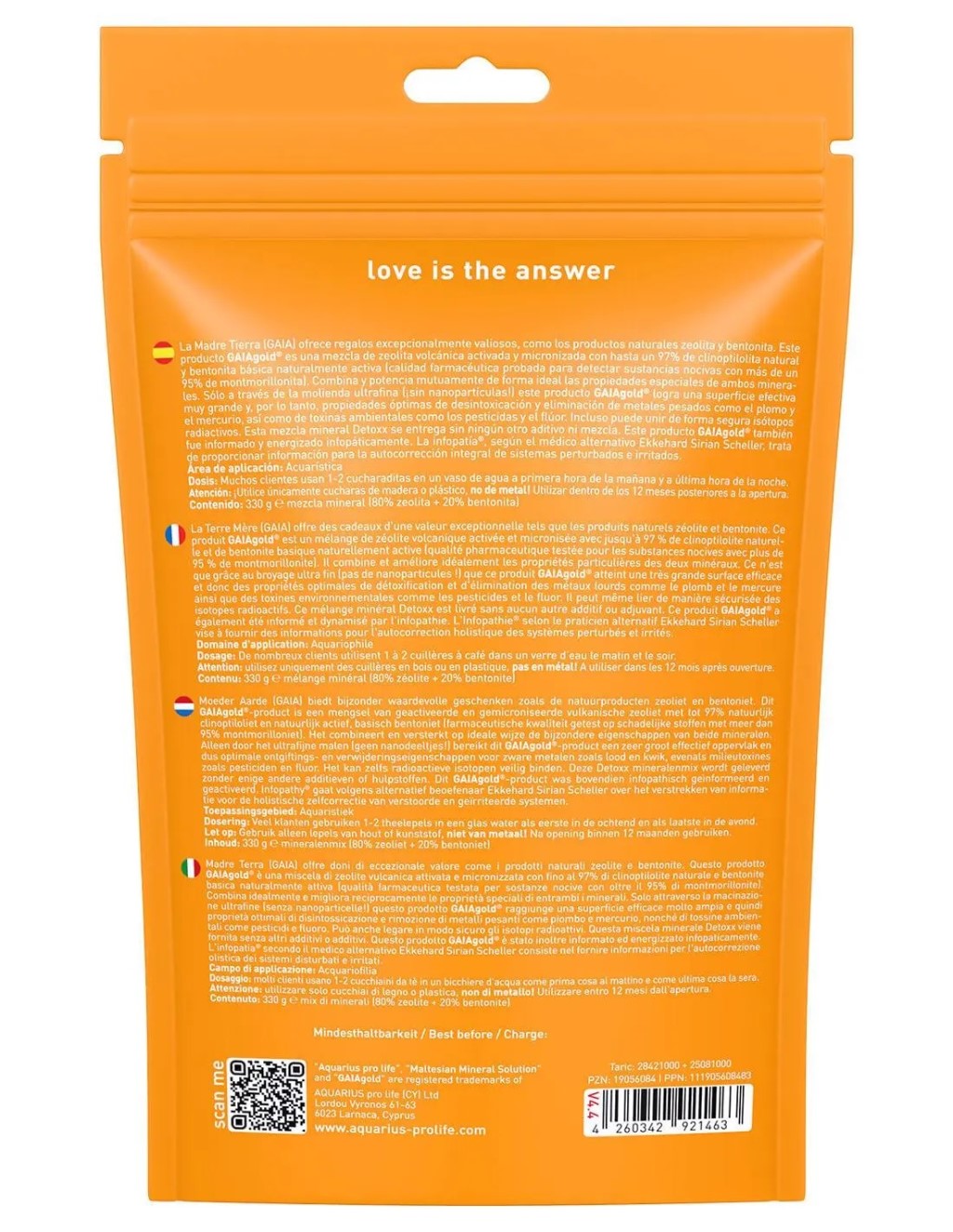 Zeolita Bentonita en polvo Gaia Gold 330g  2