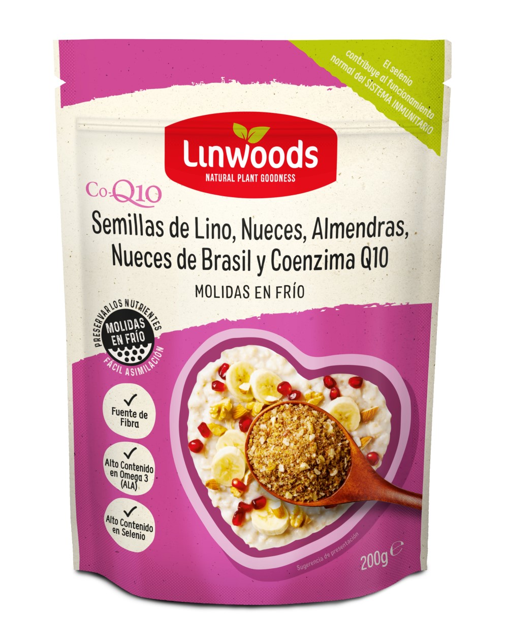 Semillas de lino nueces almendras y coenzima Q10 200g Linwoods | ecológico