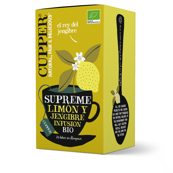 Infusión supreme limón y jengibre Cupper 20 bolsas | ecológico