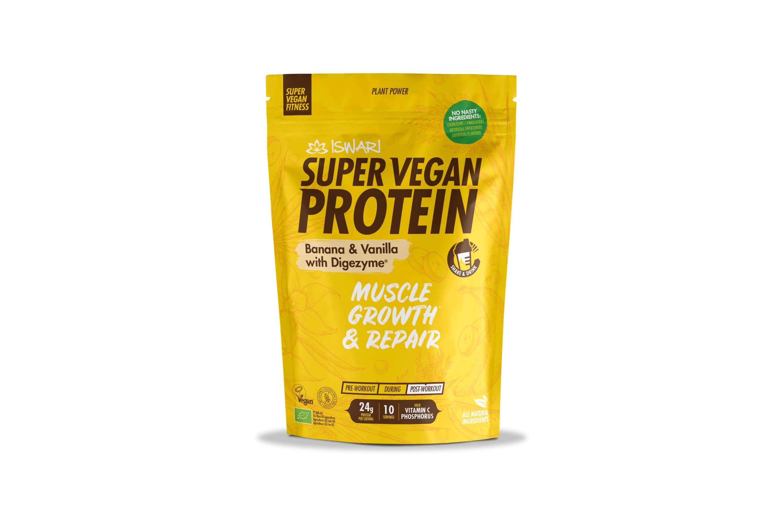 Super vegan protein plátano y vainilla 400g Iswari | ecológico
