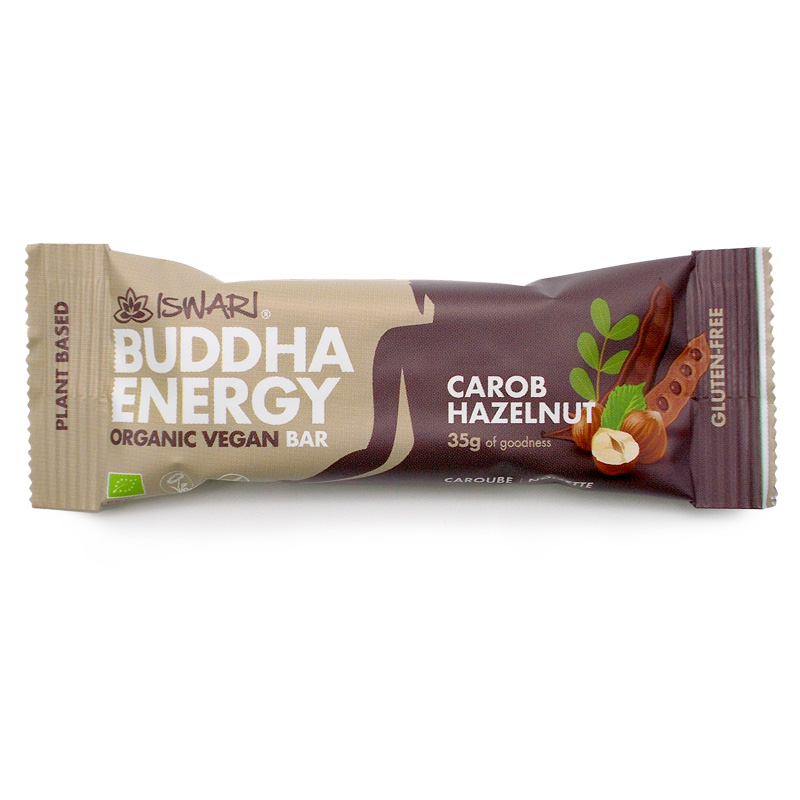 Barrita Buddha energy algarroba avellana 35g Iswari | ecológico