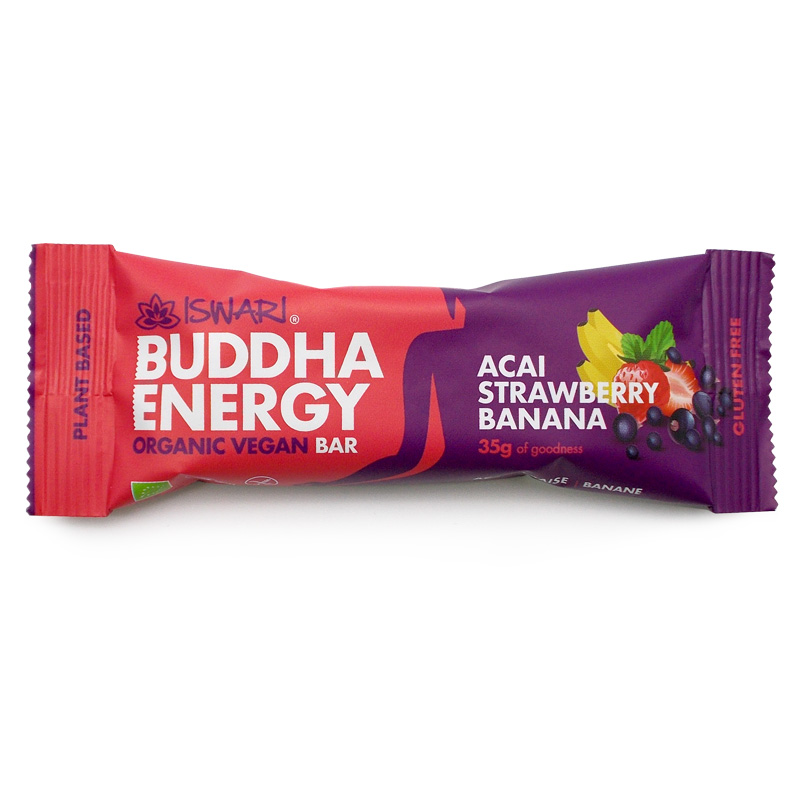 Barrita Buddha energy açaí fresa y plátano 35g Iswari | ecológico
