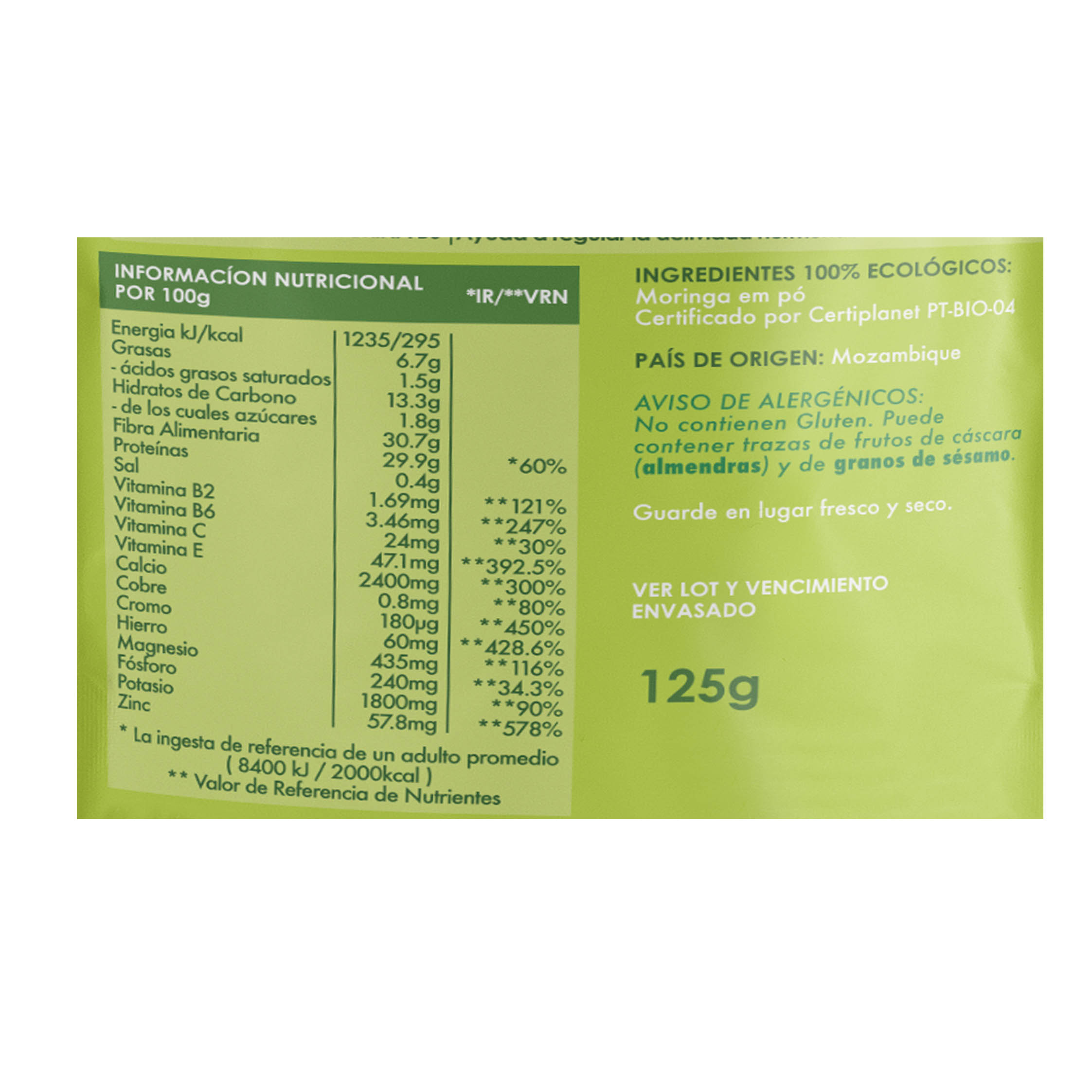 Moringa en polvo 125g Iswari | ecológico 2