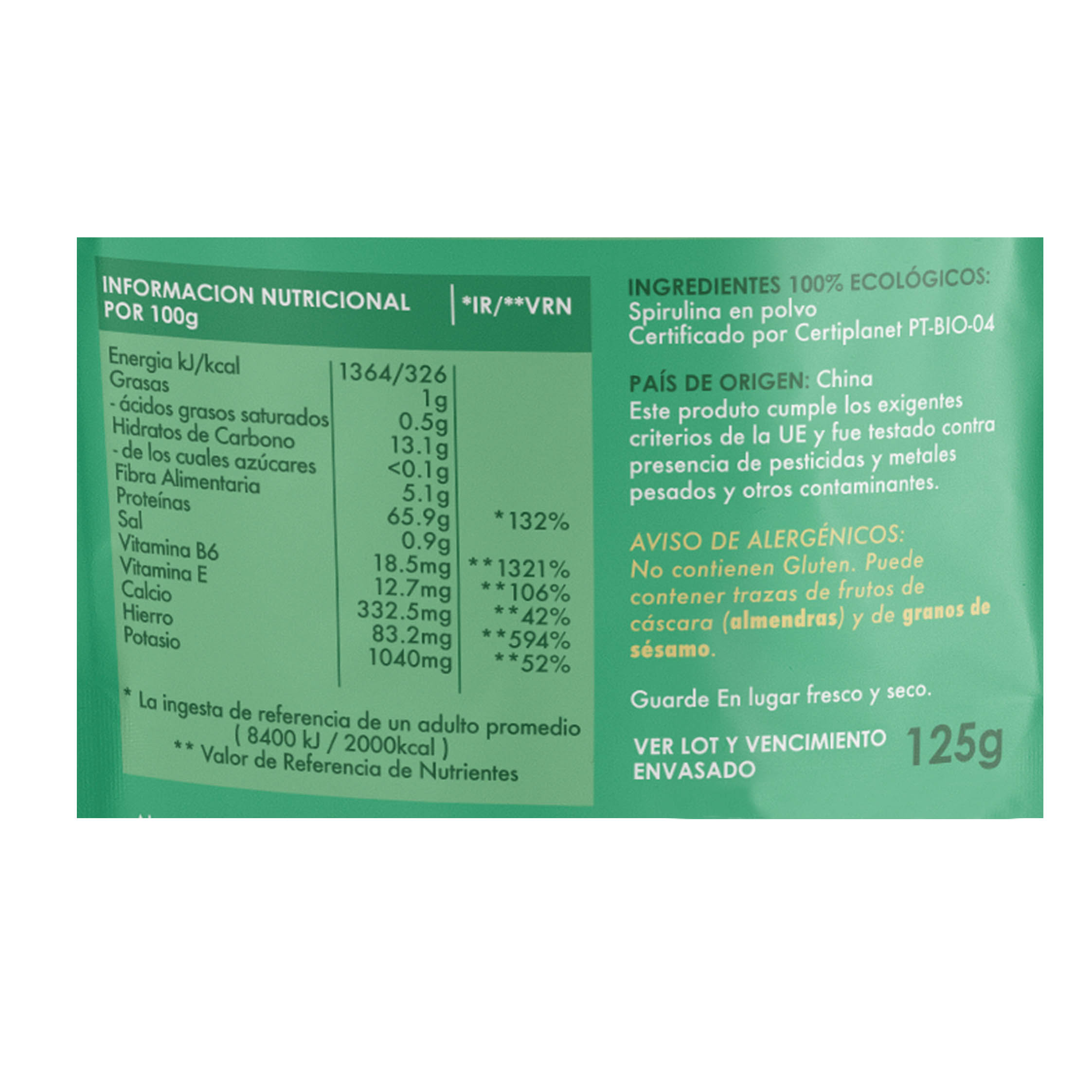 Espirulina en polvo 125g Iswari | ecológico 3