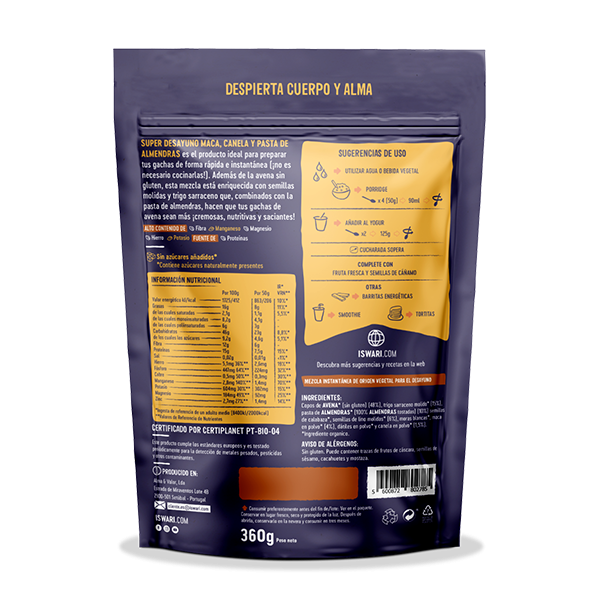 Super Desayuno Maca Canela y Pasta de Almendras Iswari 360g | ecológico 2