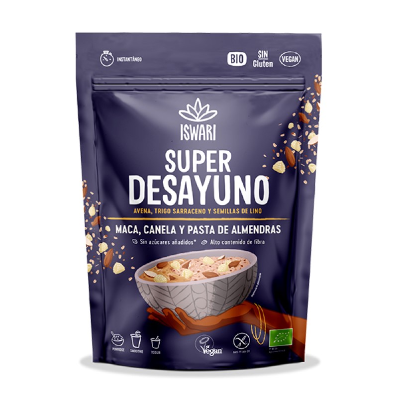 Super Desayuno Maca Canela y Pasta de Almendras Iswari 360g | ecológico