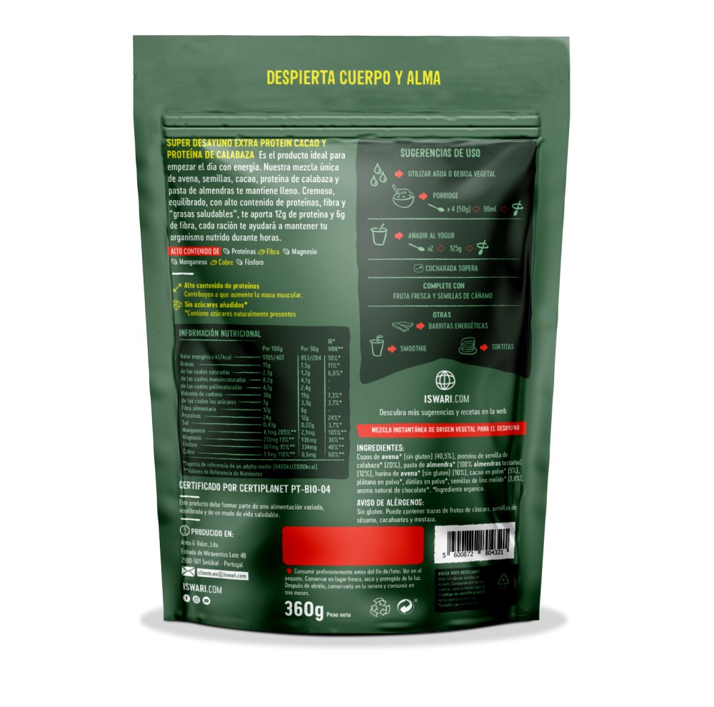 Superdesayuno extra protein Iswari 360g | ecológico 2