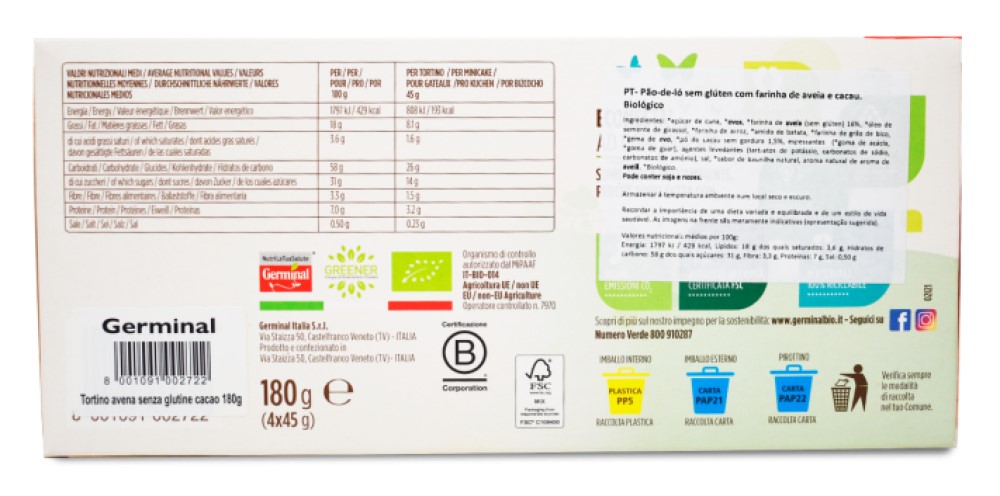 Bizcochitos de cacao sin gluten Germinal 180g | Ecológico 2