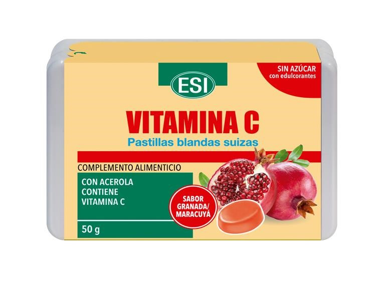 Perfecto Permanecer Injusto Vitamina C pastillas blandas suizas con sabor a granada maracuyá 50g Esi  [8008843134380]