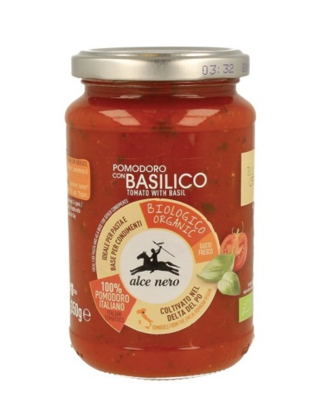 Salsa de tomate con albahaca 350g ecológico Alce Nero