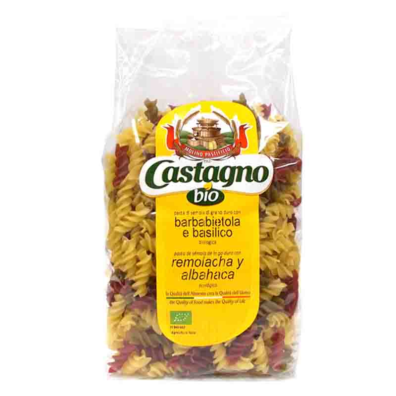 CASTAGNO - ESPIRALES CON REMOLACHA Y ALBAHACA 500g BIO